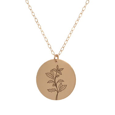 Gold Holly Circle Necklace